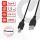 Кабель USB 2.0 AM-BM, 1,5 м, SONNEN Premium, медь, для подключения принтеров, сканеров, МФУ, плоттеров, экранированный, черный, 513128 513128