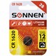 Батарейка литиевая SONNEN Lithium CR1620 "таблетка, дисковая, кнопочная" 1 шт., блистер, 455599 455599 - фото 336936