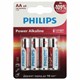 Батарейки алкалиновые "пальчиковые" КОМПЛЕКТ 4 шт., PHILIPS Power Alkaline, АА (LR6, 24А), блистер 457386 - фото 337694