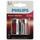 Батарейки алкалиновые КОМПЛЕКТ 2 шт., PHILIPS Power Alkaline, C (LR14, 14А), блистер 457392 - фото 337771