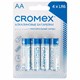 Батарейки алкалиновые "пальчиковые" КОМПЛЕКТ 4 шт., CROMEX (КРОМЕКС) Alkaline, AA (LR6, 15A), блистер, 457130 457130 - фото 338206