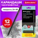 Карандаши чернографитные BRAUBERG НАБОР 12 шт., "Black Jack", 2Н-4В, без резинки, черные, дерево, заточенные, 180620 180620
