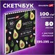Скетчбук белая бумага 100 г/м2 195х195 мм, 80 л., гребень, твердая обложка, BRAUBERG ART DEBUT, 112986 112986