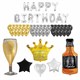 Шары воздушные НАБОР ДЛЯ ДЕКОРА "Happy Birthday", 52 шара, серебро/золото/черный, BRAUBERG, 591898 591898 - фото 352148