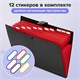 Папка-органайзер на кнопке 12 отделений, BRAUBERG "Extra", А4, черная с красным, 271934 271934