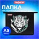 Папка для тетрадей ПИФАГОР А5, 1 отделение, пластик, на молнии, White tiger, 272195 272195 Папка для тетрадей ПИФАГОР А5, 1 отделение, пластик, на молнии, White tiger, 272195 272195
