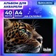 Альбом для акварели А4, 40 л., бумага 200 г/м2, склейка, обложка картон, BRAUBERG, "Леопард", 107130 107130