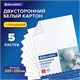 Картон белый А4 МЕЛОВАННЫЙ (белый оборот) 5 листов, BRAUBERG, 200х290 мм, 116626 116626