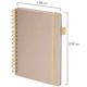 Бизнес-тетрадь на гребне А5 148х216 мм, BRAUBERG "Calipso" под кожу, резинка, клетка, 80 л., бежевый, 116254 116254