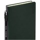 Ежедневник датированный 2026, А5, 138х213 мм, BRAUBERG "Essential", под кожу, держатель, темно-зеленый, 117394 117394