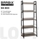 Стеллаж на металлокаркасе BRABIX "LOFT SH-003", 600х350х1500 мм, 5 полок, цвет дуб антик, 641235 641235