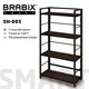 Стеллаж BRABIX "Smart SH-005", 605х290х1193 мм, ЛОФТ, прямой, складной, металл/ЛДСП ясень, каркас черный, 641869 641869