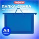 Папка на молнии с ручками ПИФАГОР, А4, 1 отделение, пластик, 55 мм, синяя, 228235 228235