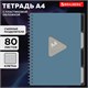 Тетрадь обложка пластик, А4 80 л., гребень, 4 разделителя, клетка, BRAUBERG, синий, 405364 405364