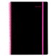 Тетрадь обложка пластик, А4 80 л., спираль пластик, резинка, клетка, BRAUBERG, черный/розовый, 405380 405380