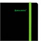 Тетрадь обложка пластик, А4 80 л., спираль пластик, резинка, клетка, BRAUBERG, черный/зеленый, 405383 405383