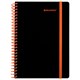 Тетрадь обложка пластик, А5 80 л., спираль пластик, резинка, клетка, BRAUBERG, черный/оранжевый, 405386 405386