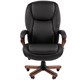 Кресло офисное CHAIRMAN СН 408, НАГРУЗКА до 150 кг, дерево, натуральная кожа, черное, 7030084 533050