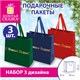 Пакет подарочный НАБОР 3 шт., новогодний, 20х8х20 см, "Business X-Mas Kraft", ЗОЛОТАЯ СКАЗКА, 592425 592425