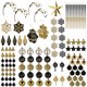 Шары новогодние ёлочные Black&Gold, НАБОР 130 предметов, черный/золото, пластик, ЗОЛОТАЯ СКАЗКА, 592183 592183