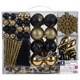 Шары новогодние ёлочные Black&Gold, НАБОР 130 предметов, черный/золото, пластик, ЗОЛОТАЯ СКАЗКА, 592183 592183