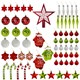 Шары новогодние ёлочные Red&Lime, НАБОР 67 предметов, красный/зелёный, пластик, ЗОЛОТАЯ СКАЗКА, 592184 592184