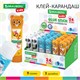 Клей-карандаш Зверята: панда, слон, леопард, 9 г, фигурный колпачок, BRAUBERG KIDS, 271139 271139