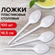 Ложка столовая одноразовая пластиковая 165 мм, белая, КОМПЛЕКТ 100 шт., БЮДЖЕТ, LAIMA, 600947 600947