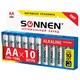 Батарейки КОМПЛЕКТ 10 шт., SONNEN Alkaline, АА (LR6, 15А), алкалиновые, пальчиковые, короб, 451086 451086