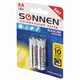 Батарейки SONNEN, AA (LR6), КОМПЛЕКТ 2шт., АЛКАЛИН, в блистере, 1.5В, 451084 451084