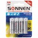 Батарейки КОМПЛЕКТ 4 шт., SONNEN Alkaline, АА (LR6, 15А), алкалиновые, пальчиковые, блистер, 451085 451085