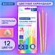 Карандаши цветные BRAUBERG PASTEL, 12 пастельных цветов, трехгранные, грифель 3 мм, натуральное дерево, 181850 181850