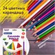 Карандаши цветные BRAUBERG PREMIUM, 24 цвета, трехгранные, грифель 3,3 мм, натуральное дерево, 181653 181653