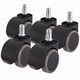 Колеса (ролики) для кресла, комплект 5 шт., прорезиненные, шток d - 11 мм, цвет черный 531473