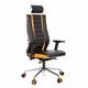 Кресло компьютерное МЕТТА "ErgoLife" 10 B2-160D, 2D-подголовник, экокожа/сетка, черное/оранжевое 533006