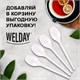 Ложка чайная одноразовая пластиковая 125 мм, белая, КОМПЛЕКТ 100 шт., WELDAY, 607829 607829