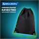 Мешок для обуви BRAUBERG плотный, карман на молнии, подкладка, 43х33 см, "НЕОН Green", 271625 271625