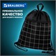 Мешок для обуви BRAUBERG БОЛЬШОЙ, с ручкой, карман на молнии, сетка, 49х41 см, "Checkered", 272404 272404