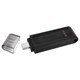Флеш-диск 64 GB KINGSTON DataTraveler 70, разъем Type-C 3.2, черный, DT70/64GB 513642