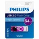 Флеш-диск 64 GB PHILIPS VIVID, разъем USB 2.0, фиолетовый, FM64FD05P/97 514091