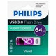 Флеш-диск 64 GB PHILIPS VIVID, разъем USB 3.0, фиолетовый, FM64FD00B/97 514096