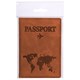 Обложка для паспорта "Passport Map", мягкая экокожа, коричневая, STAFF, 238876 238876