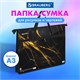 Папка для рисунков и чертежей с ручками BRAUBERG А3, пластик, молния сверху, "Black&gold marble", 272232 272232