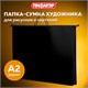 Папка для рисунков и чертежей на молнии с ручками ПИФАГОР А2, 1 отделение, пластик, ручки-шнурок, черная, 270873 270873