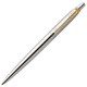 Ручка шариковая PARKER "Jotter Core Stainless Steel GT", корпус серебро, позолота, синяя, 1953182 142376