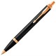 Ручка шариковая PARKER "IM Core Black Lacquer GT", черный глянцевый лак, позолота, синяя, 1931666 142533