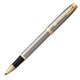 Ручка-роллер PARKER "IM Core Brushed Metal GT", серебристый матовый лак, позолота, черная, 1931663 142541