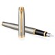 Ручка перьевая PARKER "IM Core Brushed Metal GT", серебристый матовый лак, позолота, синяя, 1931649 142540