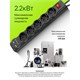 Сетевой фильтр DEFENDER DFS 753, 5 розеток, 2 разъема USB, 3 м, черный, 99753 512732