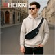 Сумка на пояс HEIKKI RIO (ХЕЙКИ), два отделения, регулируемый ремень, черная с бел, 38х12х8 см,272617 272617